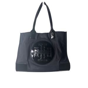 Tory Burch Black Nylon Tote Embossed Logo